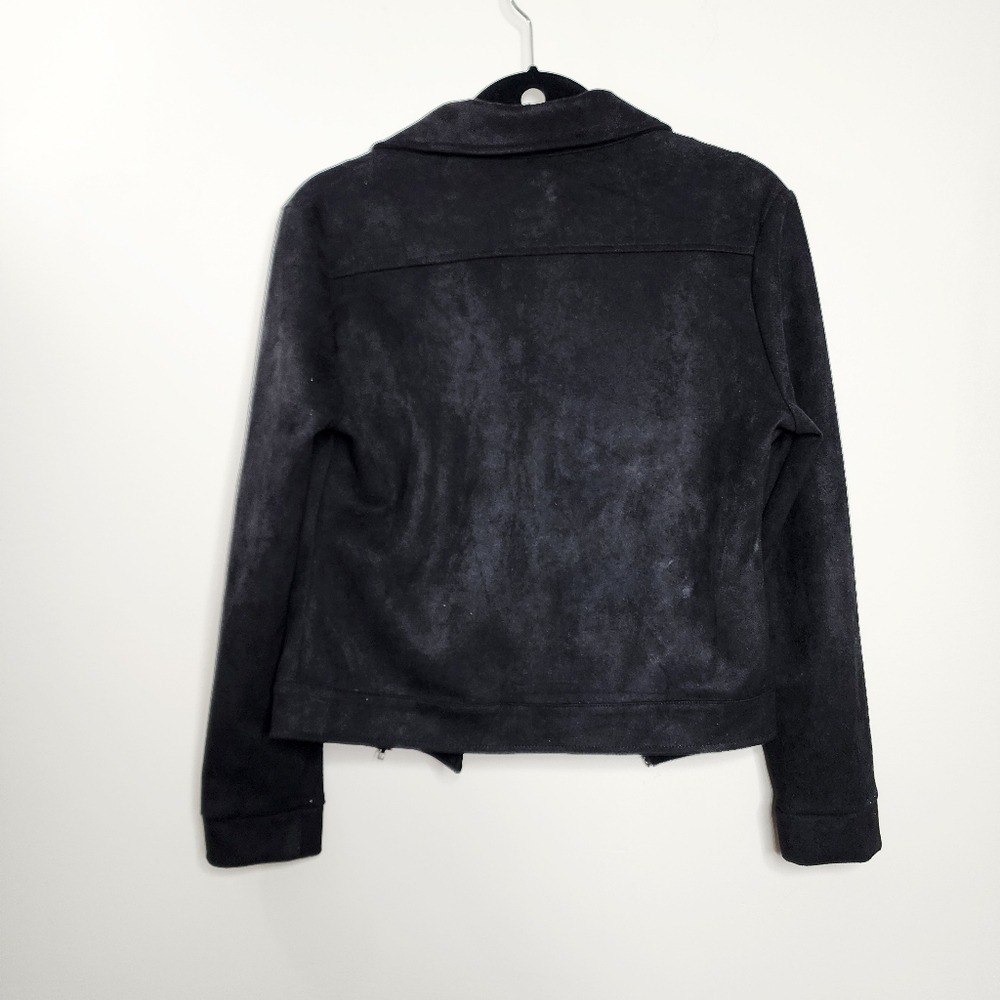 Alya Faux Suede Moto Jacket Small Polyester Black - Picture 8 of 9